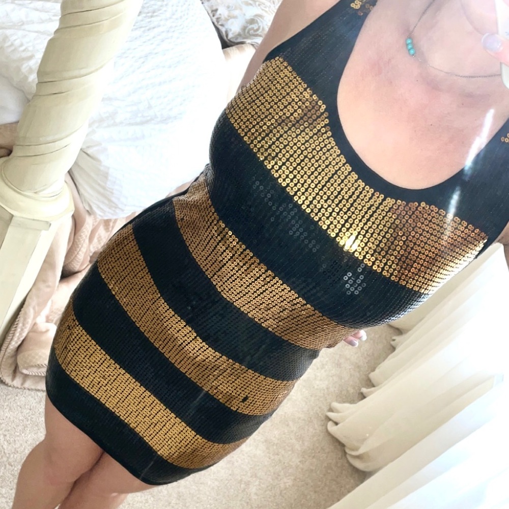 Black and gold shimmery dress